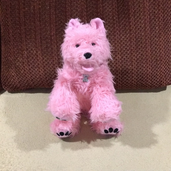 ❣️ BUILD-A-BEAR ❣️ VINTAGE RARE ADORABLE PINK DOG PLUSH TOY .